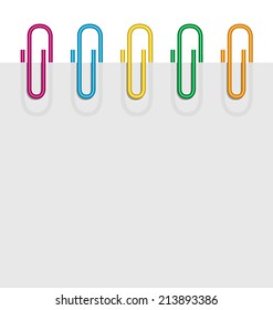 illustration of a sheet of paper flat and color clips 