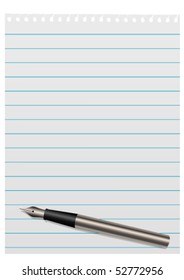 Illustration of a sheet of paper and silver pen