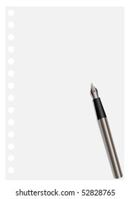 Illustration of a sheet of paper and silver pen