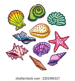 Illustration Shellfish Colorful Colors That Very Stock Vector (Royalty ...