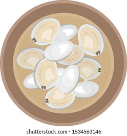 Illustration of shellfish miso soup.