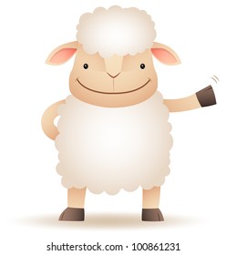 Illustration of Shepy the sheep smile and waving hand