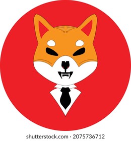 illustration of a shiba dog wearing a tie