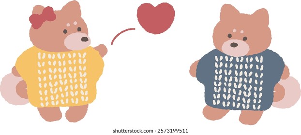 Illustration of a Shiba Inu giving a heart