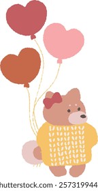 Illustration of a Shiba Inu holding a balloon