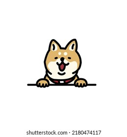 Illustration of Shiba Inu who looks happily