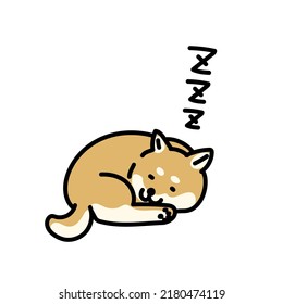 Illustration of Shiba Inu who sleeps deeply