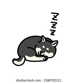 Illustration of Shiba Inu who sleeps deeply