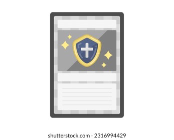 An illustration of a shield armor card for trading cards.