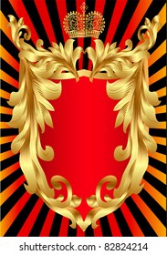 illustration shield with corona and gold pattern in ray
