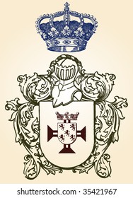illustration shield design set with various shapes and decoration
