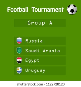 Illustration of shield with different country flags participating in football tournament