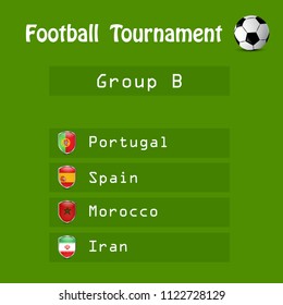 Illustration of shield with different country flags participating in football tournament