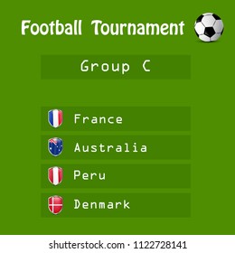 Illustration of shield with different country flags participating in football tournament