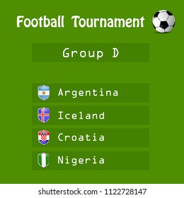 Illustration of shield with different country flags participating in football tournament