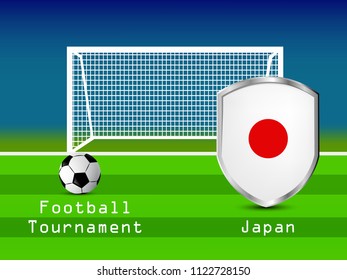 Illustration of shield with different country flags participating in football tournament