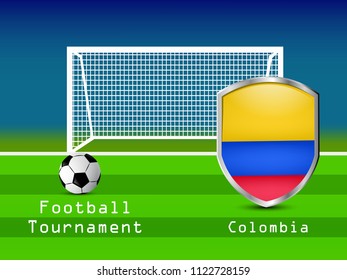 Illustration of shield with different country flags participating in football tournament