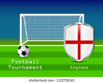 Illustration of shield with different country flags participating in football tournament