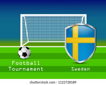 Illustration of shield with different country flags participating in football tournament