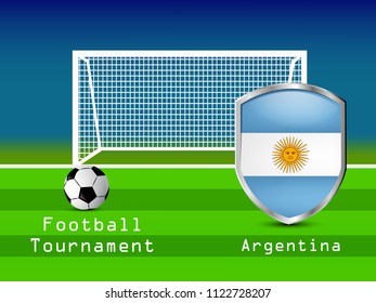 Illustration of shield with different country flags participating in football tournament