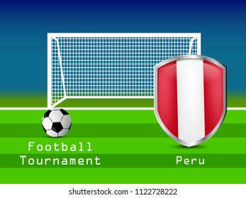 Illustration of shield with different country flags participating in football tournament