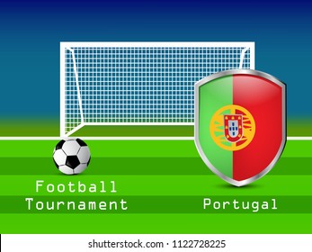 Illustration of shield with different country flags participating in football tournament