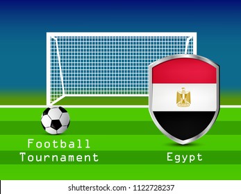 Illustration of shield with different country flags participating in football tournament