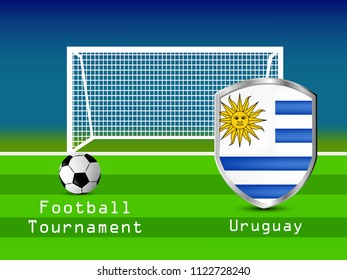Illustration of shield with different country flags participating in football tournament