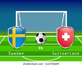 Illustration of shield with different country flags participating in football tournament