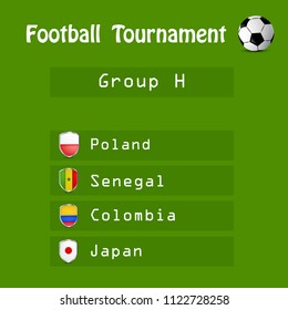 Illustration of shield with different country flags participating in football tournament