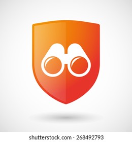 Illustration of a shield icon with a binoculars