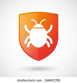 Illustration of a shield icon with a bug
