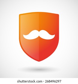 Illustration of a shield icon with a moustache