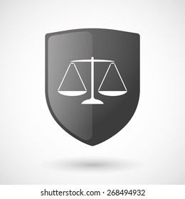 Illustration of a shield icon with a weight scale