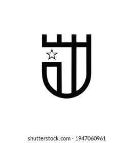 illustration shield and initial letter J logo or icon. EPS 10