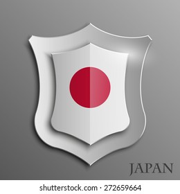 Illustration of Shield with Japan Flag for National Foundation Day