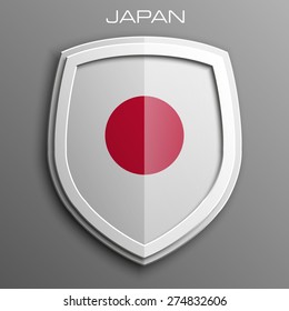 Illustration of Shield with Japan Flag for National Foundation Day