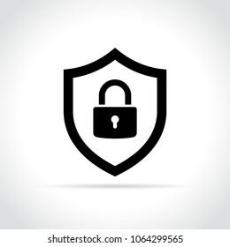 Illustration of shield with padlock icon concept