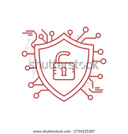 An illustration of a shield with a padlock, representing security and protection in the digital realm