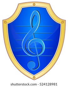 Illustration of a shield with the sign of a treble clef