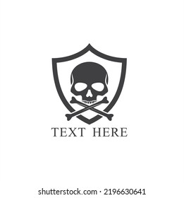 illustration of shield and skull, vector art.