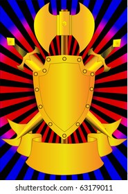 illustration shield and weapon with tape in ray