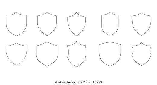 Illustration of a shielded and secure outline icon set vector