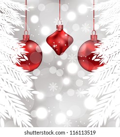 Illustration shimmering background with Christmas balls - vector