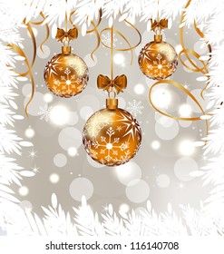 Illustration shimmering background with Christmas balls - vector