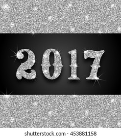 Illustration Shimmering Background with Silver Dust for Happy New Year 2017 - Vector