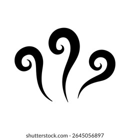 Illustration of shimmering steam and vapor. Cartoon effect icon of heat, smell and aroma of warm food. Flickering flames.