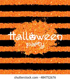 Illustration Shine Orange Wallpaper for Happy Halloween Party. Holiday Template, Bright Background - Vector