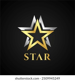 Illustration of shining gold and silver color stars