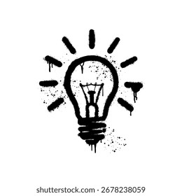 Illustration of a shining light bulb on a white background, graffiti art, street art. - Powered by Shutterstock - Get 15% off with code: PIKWIZARD15